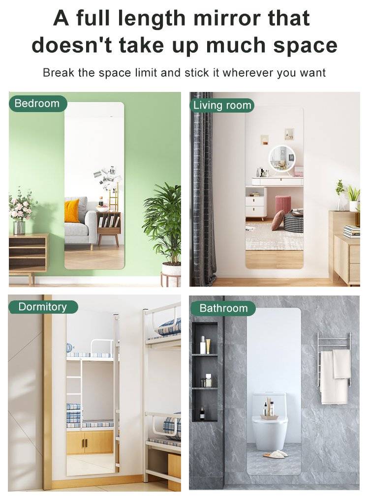 Mirror Sticker for Wall(Oval+Rectangular) Pack of 2 (BUY 1 GET 1 FREE)