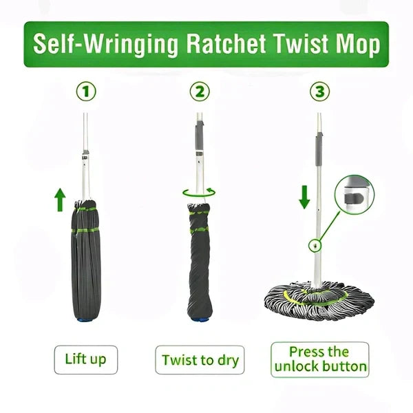 Microfiber Green Mop Wet and Dry for Bathroom, Office, Home Use